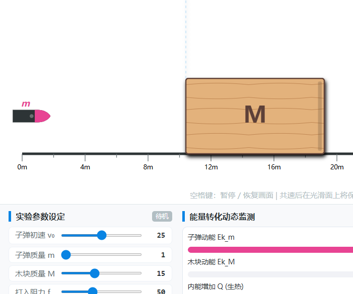 子弹打木块力学模型